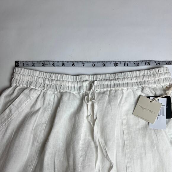 Magaschoni Womens Linen Utility Cargo Pockets Elastic Waist Drawstring Pants - Picture 11 of 15